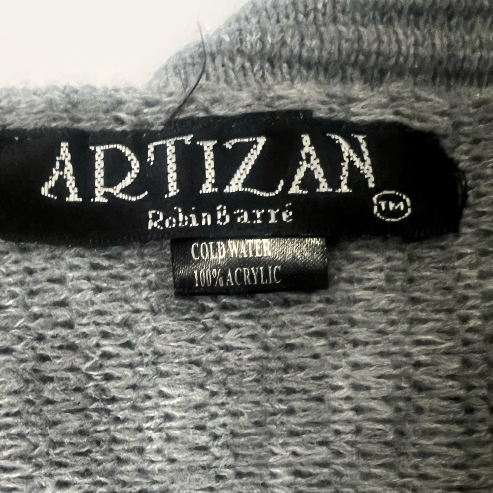 Gray Ribbed Wrap with Button Accents - Picture 2 of 2